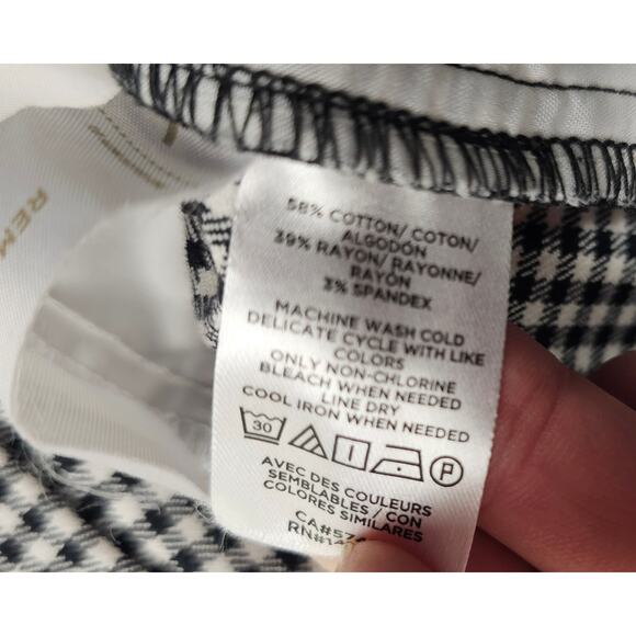 Loft size 8 gingham black white business career casual pants EUC straight leg - Picture 4 of 8